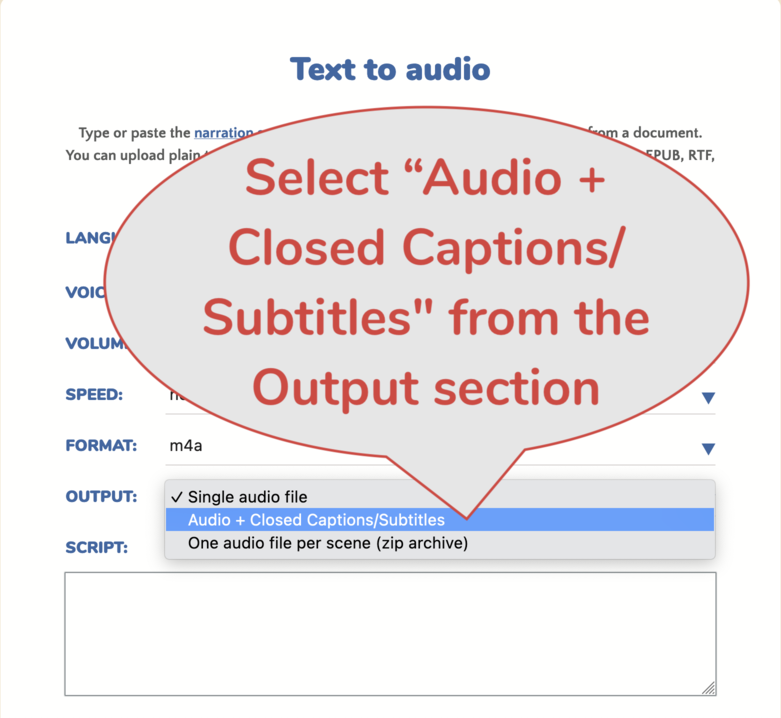Select subtitles from the output dropdown Select subtitles from the output dropdown