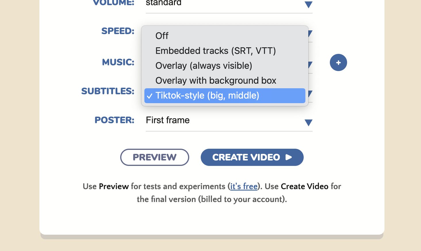 Select TikTok from the subtitle style Select TikTok from the subtitle style