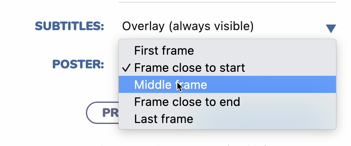 Select the poster frame from video options Select the poster frame from video options